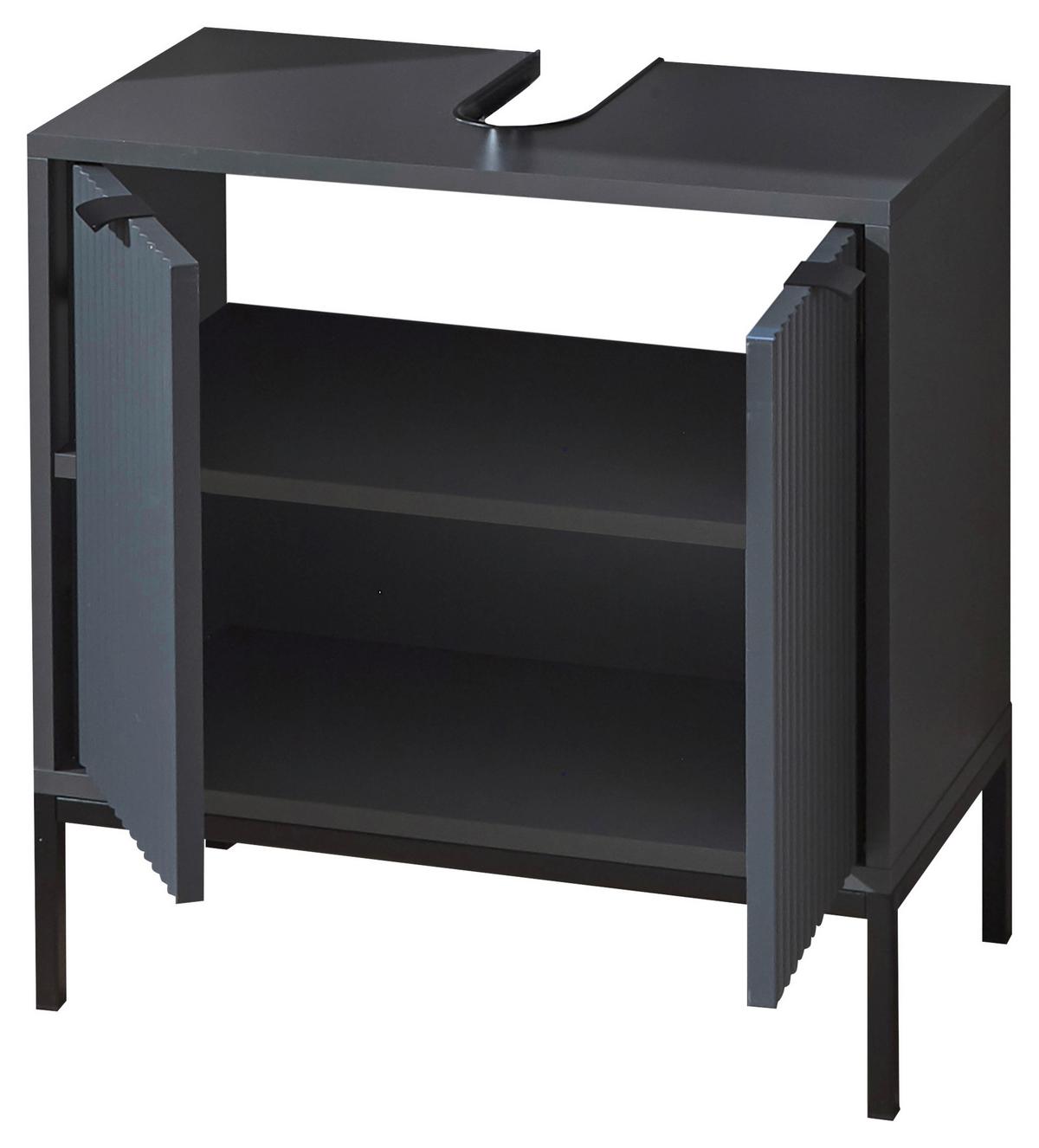 SZAFKA POD UMYWALKĘ LUCERA - antracytowy/szary, Modern, materiał drewnopochodny/tworzywo sztuczne (60/60/32cm) - MID.YOU