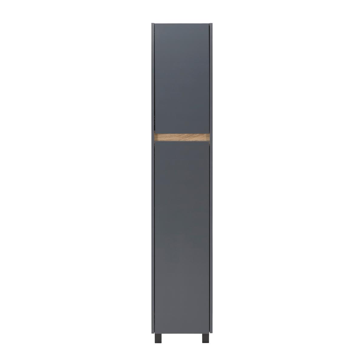 Hochschrank Massimo Dunkelgrau ca. 33x175x30 cm - Dunkelgrau/Silberfarben, MODERN, Kunststoff (33/175/30cm) - Bessagi Home