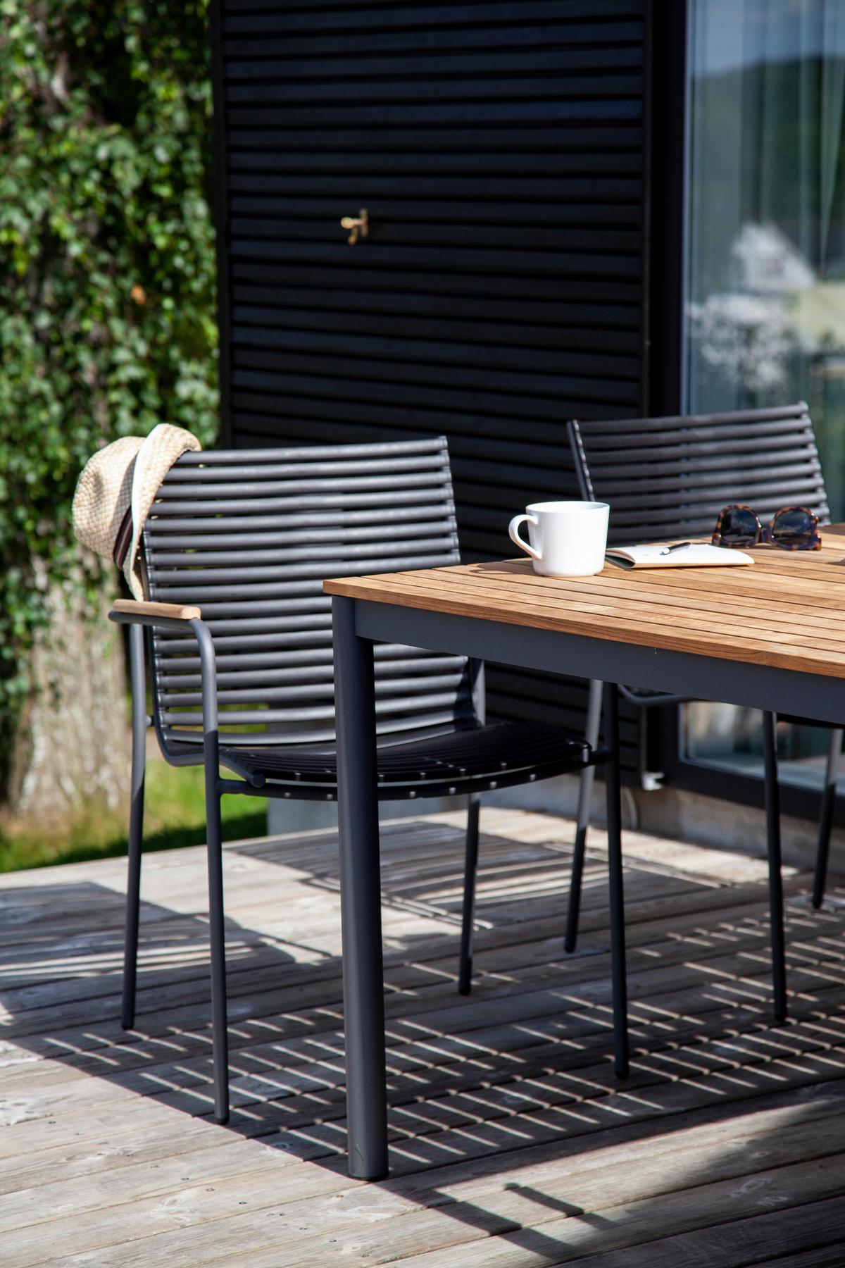 Gartentisch Mood Teakholz/Anthrazit - Anthrazit/Teakfarben, KONVENTIONELL, Holz/Metall (167,5/100/74cm) - Gardenson