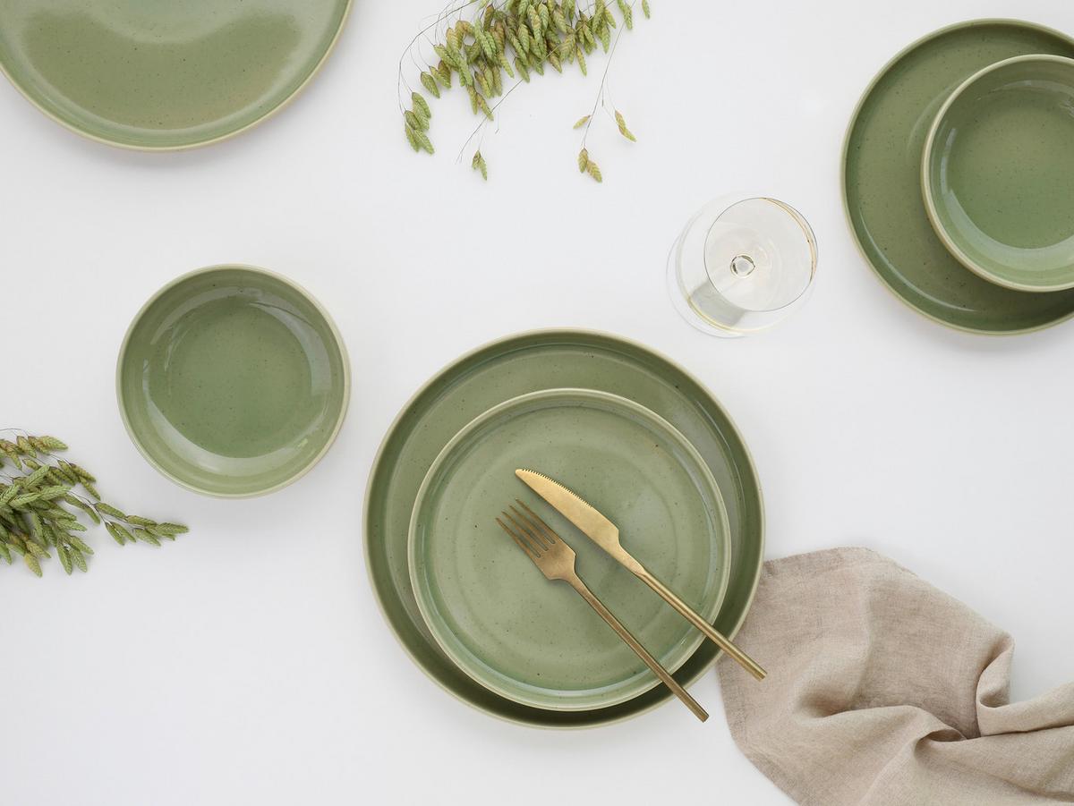 Jedilni Servis Romana, 12-Delni - krem barve/zelena, Design, keramika - Creatable