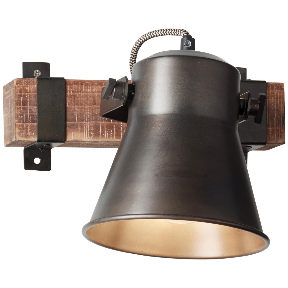 Wandleuchte  Plow in Schwarz max. 10 Watt - Schwarz, Design, Holz/Metall (24/25cm) - Brilliant