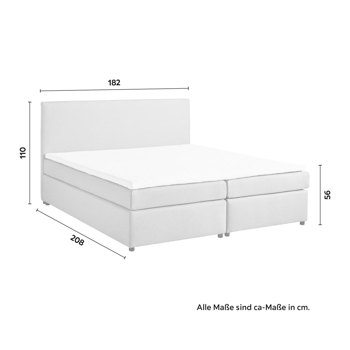 Boxbett Melina ca. 180x200cm Beige mit Topper - Beige/Schwarz, MODERN, Holz/Kunststoff (180/200cm) - Bessagi Home