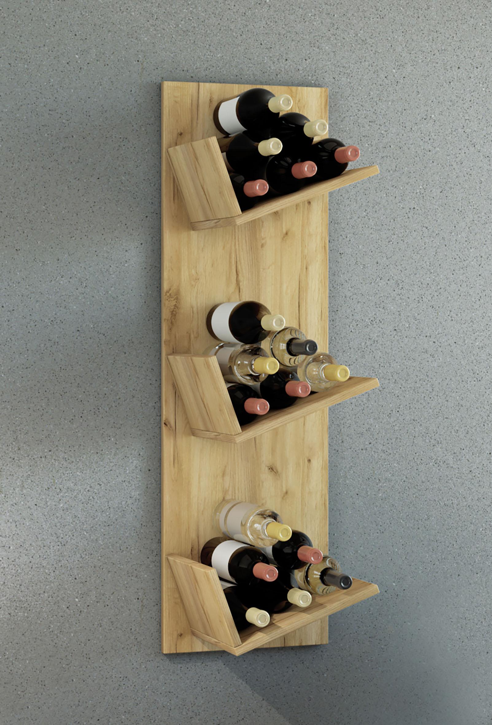Weinregal Vinosi Honig Eiche ca. 33x105x26 cm - Eichefarben/Honig, Basics, Holzwerkstoff (33/105,5/25,6cm) - MID.YOU