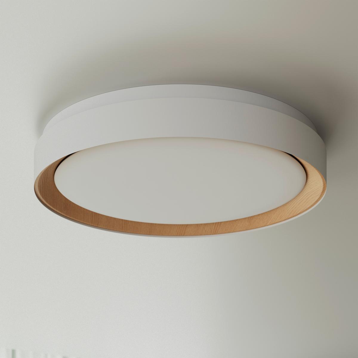 LAMPA SUFITOWA LED NASHVILLE - biały/kolor dębu sonoma, Basics, tworzywo sztuczne/metal (48/8cm) - Novel