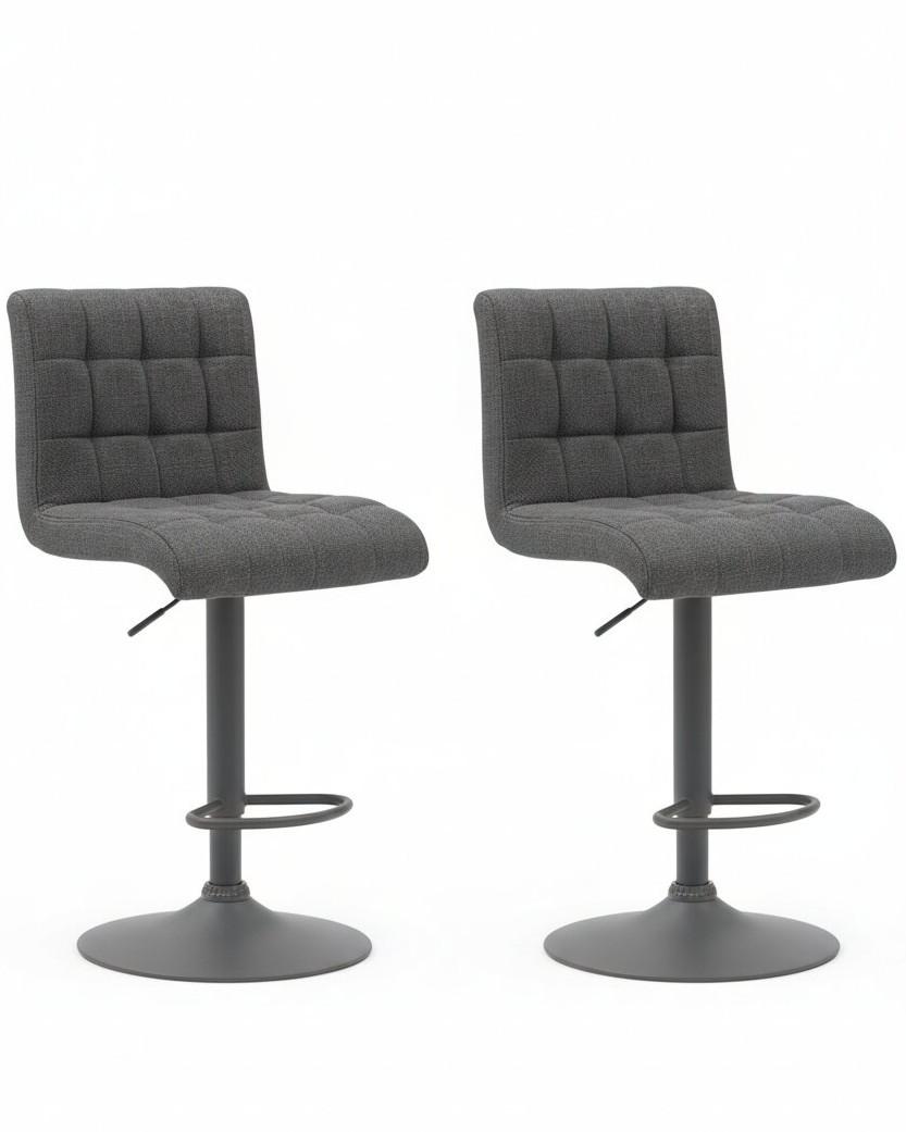 BARHOCKER-SET ERIKA H 2ER-SET - Anthrazit, MODERN, Textil/Metall (47/93-114/57cm) - MID.YOU