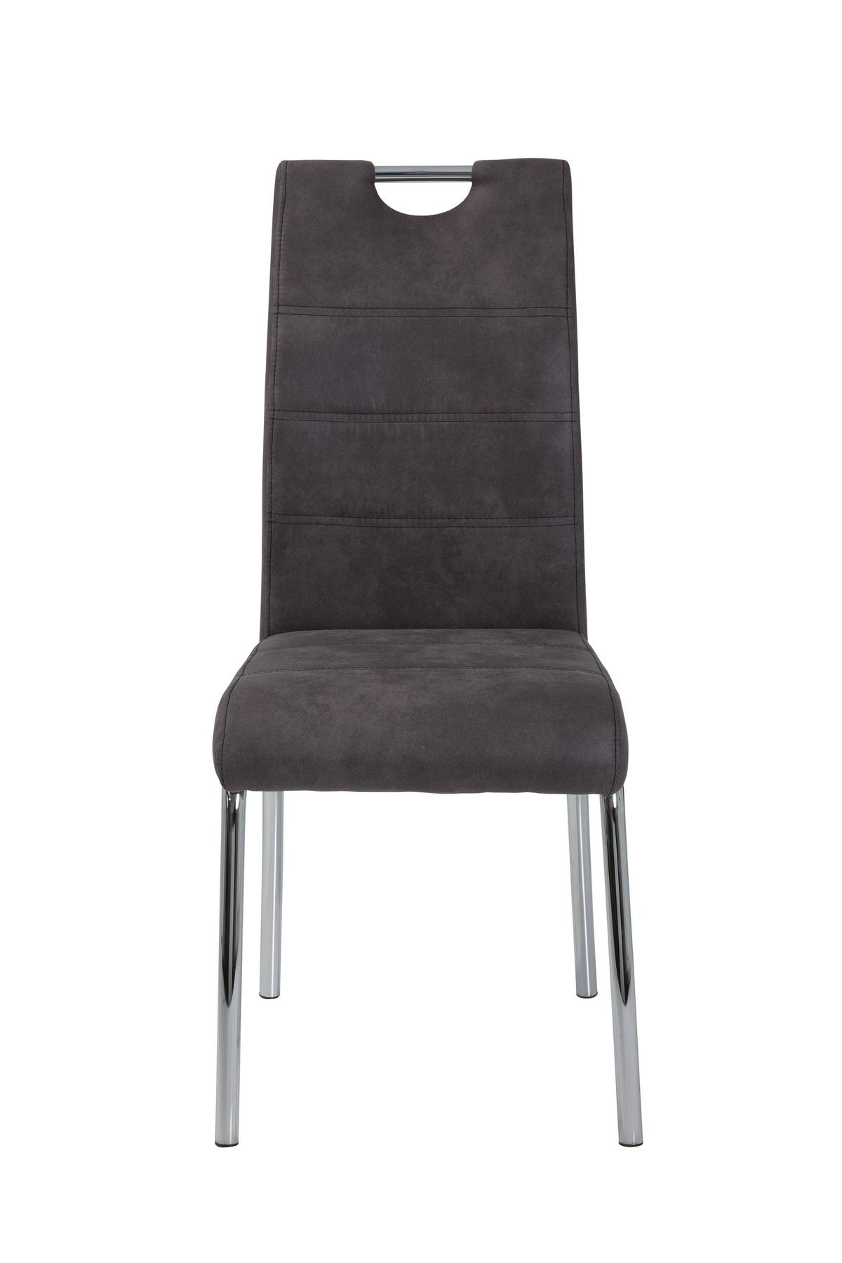 STUHL-SET SUSI II S 4ER-SET - Chromfarben/Anthrazit, MODERN, Textil/Metall (44/98/61cm) - MID.YOU