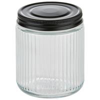 Vorratsdose Jona 0,45L in Transparent - Transparent/Schwarz, Modern, Glas/Metall (9/11,2cm) - Premium Living