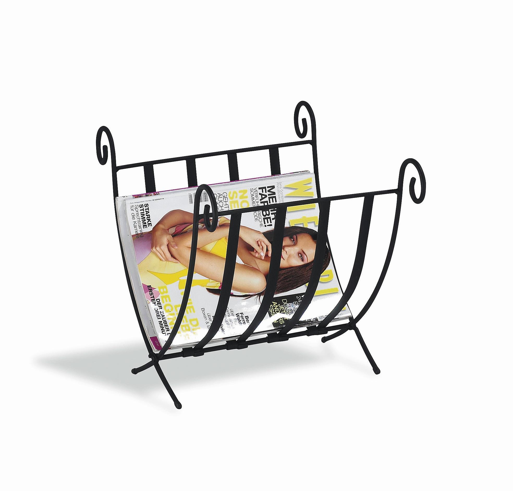 Zeitungsständer Iron aus Stahl in Schwarz - Schwarz, ROMANTIK / LANDHAUS, Metall (32/35/35cm) - Mömax