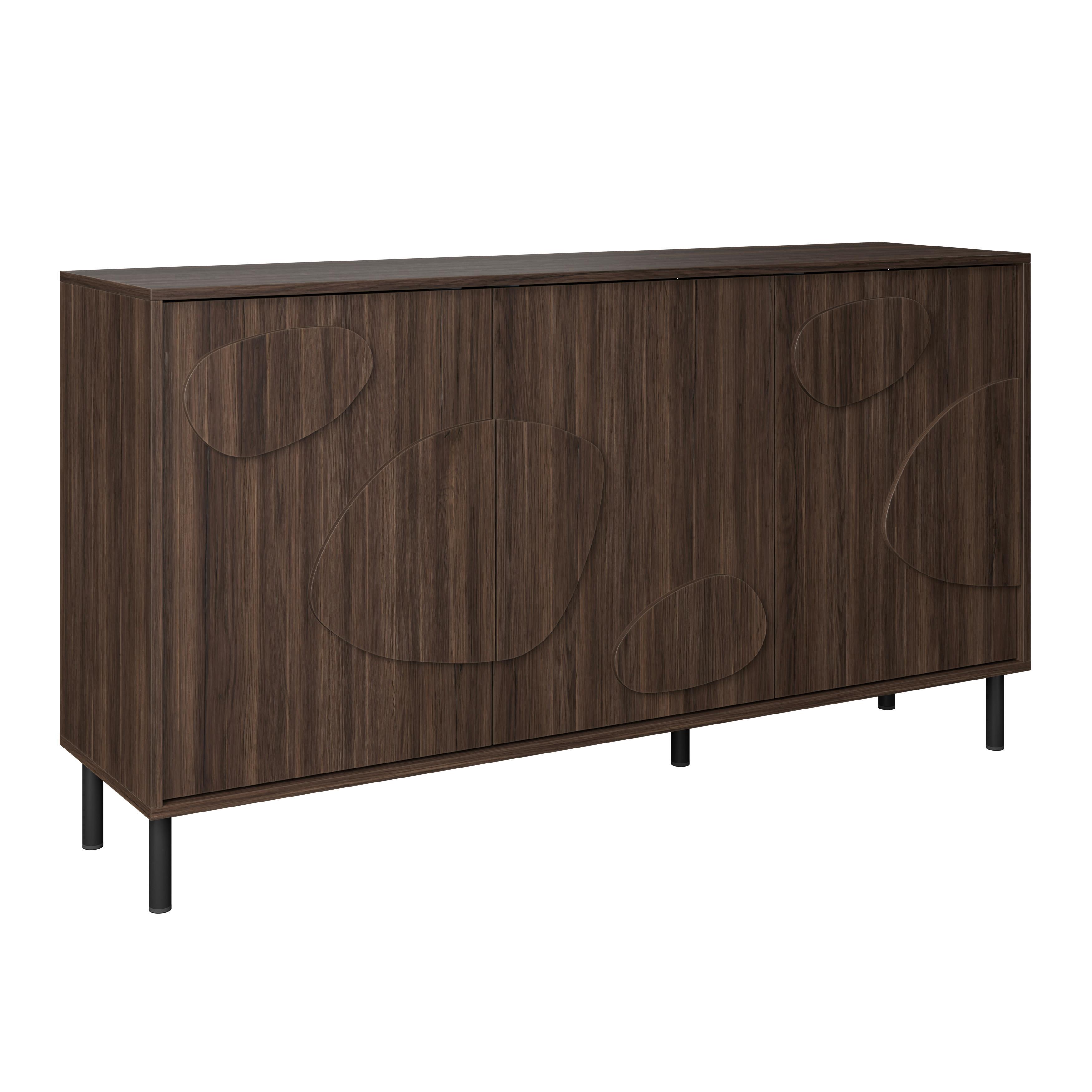 Sideboard Peonia Dunkelbraun - Dunkelbraun/Schwarz, MODERN, Holzwerkstoff/Metall (155/85/40cm) - Mömax
