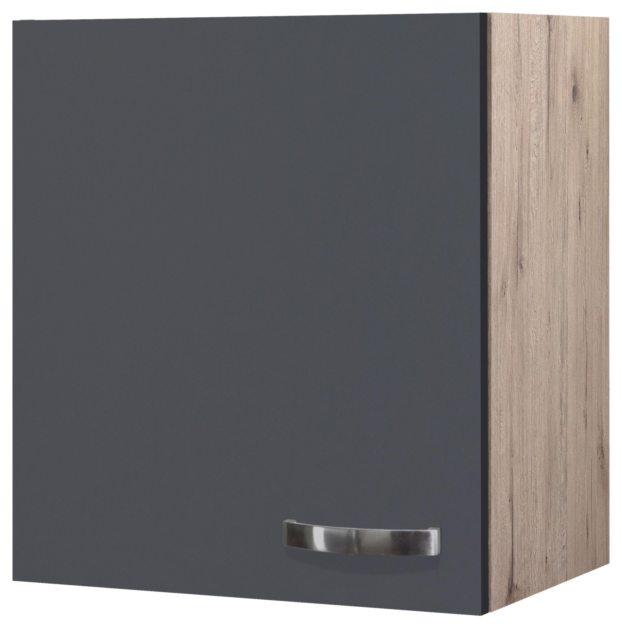 Kuhinjska Zgornja Omarica Shadow, Siva, Barva Hrasta - barve nerjavečega jekla/temno siva, Moderno, kovina/leseni material (50/54/32cm)