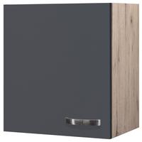 Küchenoberschrank Shadow ca. 50x54x32 cm Grau/Eiche - Edelstahlfarben/Dunkelgrau, MODERN, Holzwerkstoff/Metall (50/54/32cm) - FlexWell