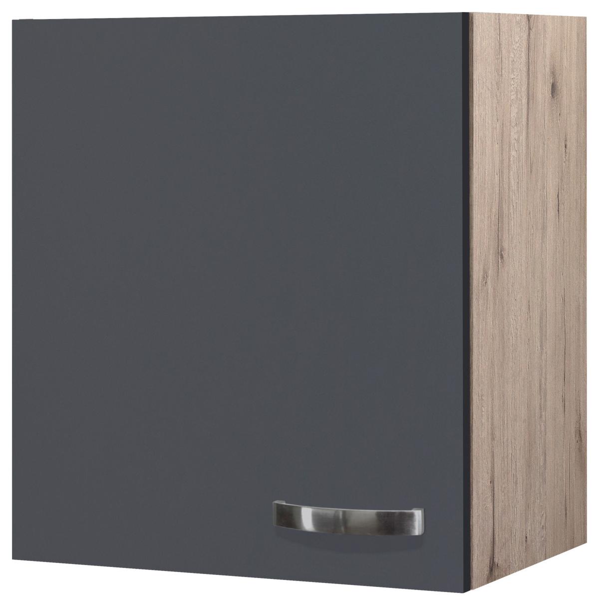 Küchenoberschrank Shadow ca. 50x54x32 cm Grau/Eiche - Edelstahlfarben/Dunkelgrau, MODERN, Holzwerkstoff/Metall (50/54/32cm) - FlexWell