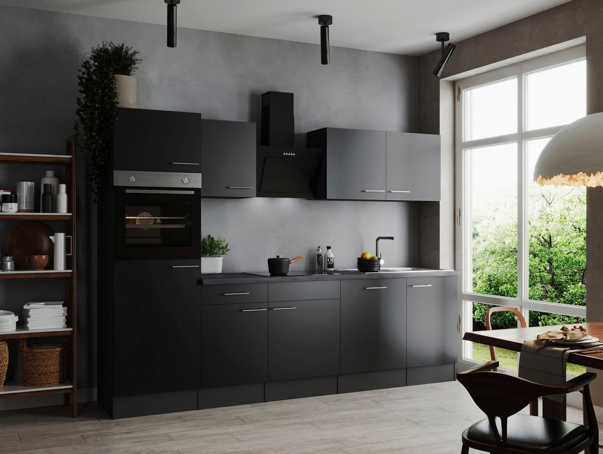 Kuhinjski Blok Z Aparati Oliver, 280cm - srebrne barve/črna, Design, kovina/leseni material (280cm) - Respekta