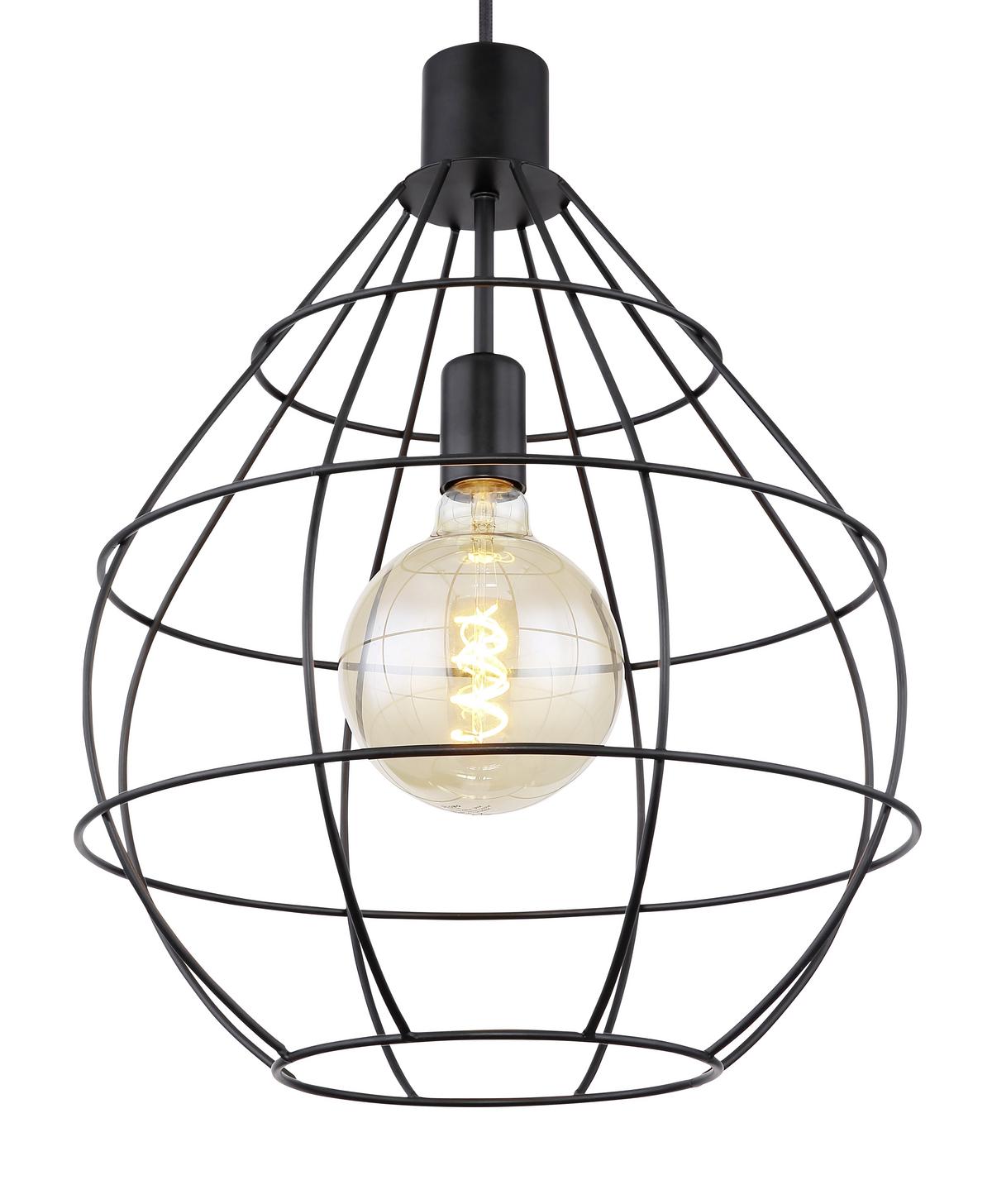 Hängeleuchte Edwin max. 60 Watt - Schwarz, Trend, Metall (37/120cm) - Globo