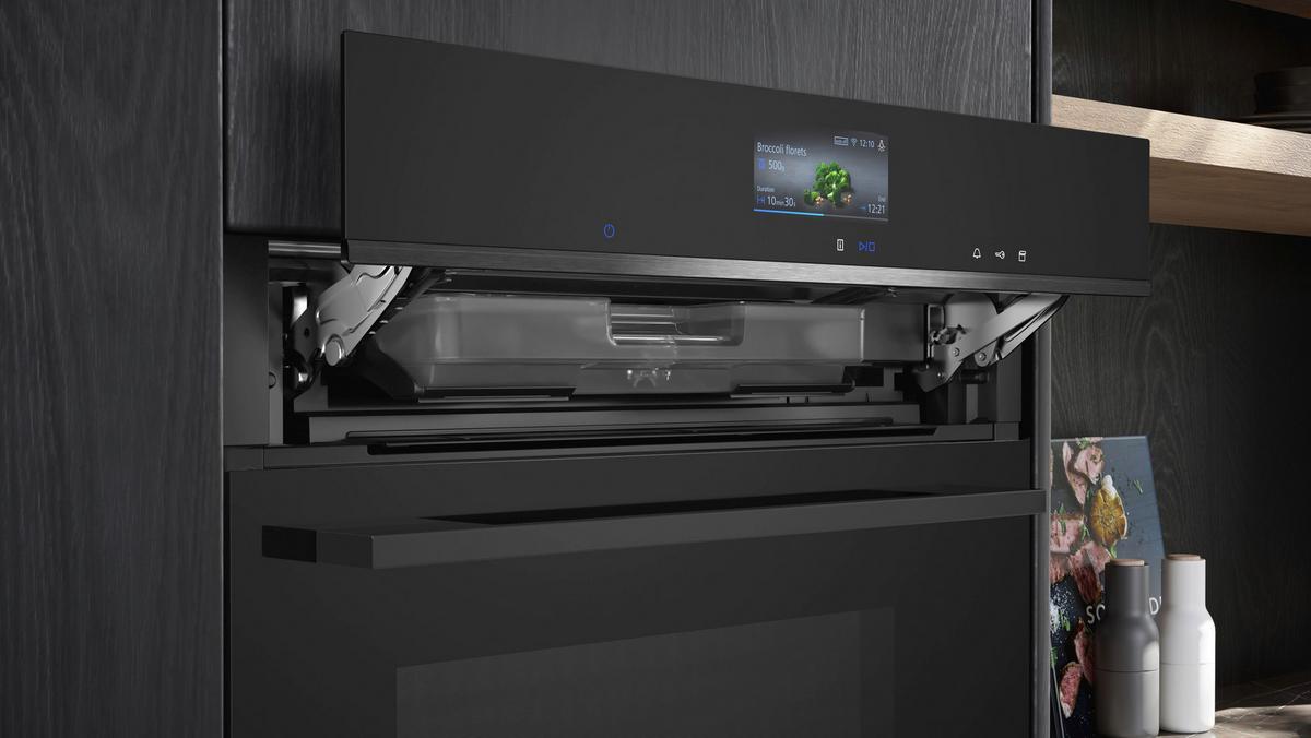 Dampfbackofen CS736G1B1 Schwarz/Edelstahlfarben - Edelstahlfarben/Schwarz, MODERN, Glas/Metall (59,4/54,5/54,8cm) - Siemens