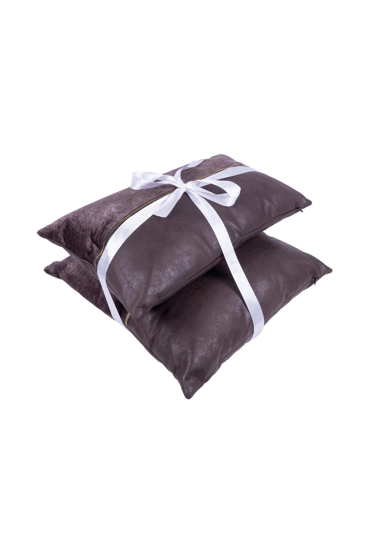 ZESTAW PODUSZEK DEKORACYJNYCH PICCO 125 2-CZĘŚCIOWY - szary/brązowy, Konventionell, tkanina (30x45/50x45cm)