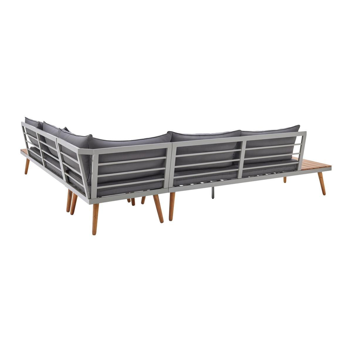 Loungegarnitur Lanciano Grau Akazie/Metall/Outdoorstoff - Dunkelgrau/Grau, MODERN, Holz/Metall (257/68/74cm) - Bessagi Garden