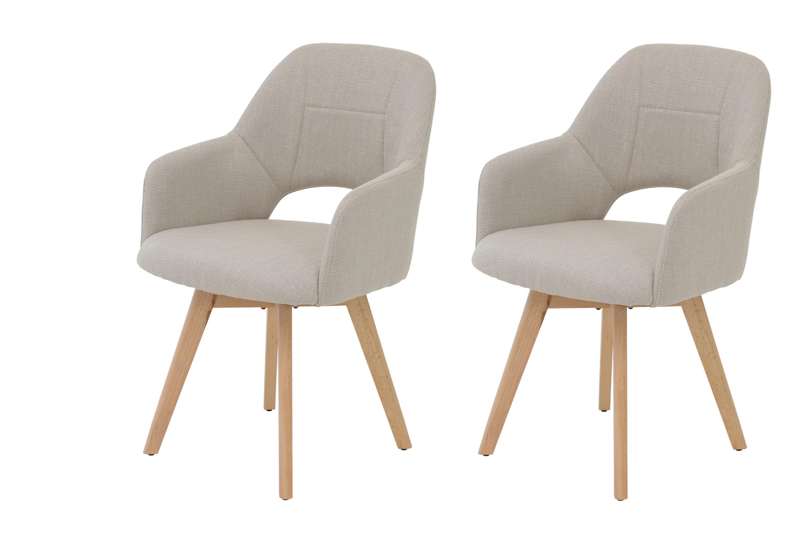 SESSELSET STADE S 2ER-SET - Beige/Buchefarben, MODERN, Holz/Textil (57/88/61cm) - P & B