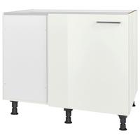 Eckunterschrank Flash Weiß Hochglanz - Edelstahlfarben/Weiß Hochglanz, MODERN, Holzwerkstoff/Metall (125/87/65cm) - Nobilia