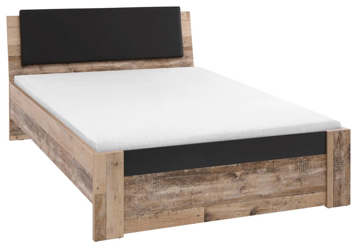 Bett in Anthrazit/Fichtefarbe 'Merlin' - Fichtefarben/Anthrazit, Basics, Holzwerkstoff/Kunststoff (140/200cm) - MID.YOU