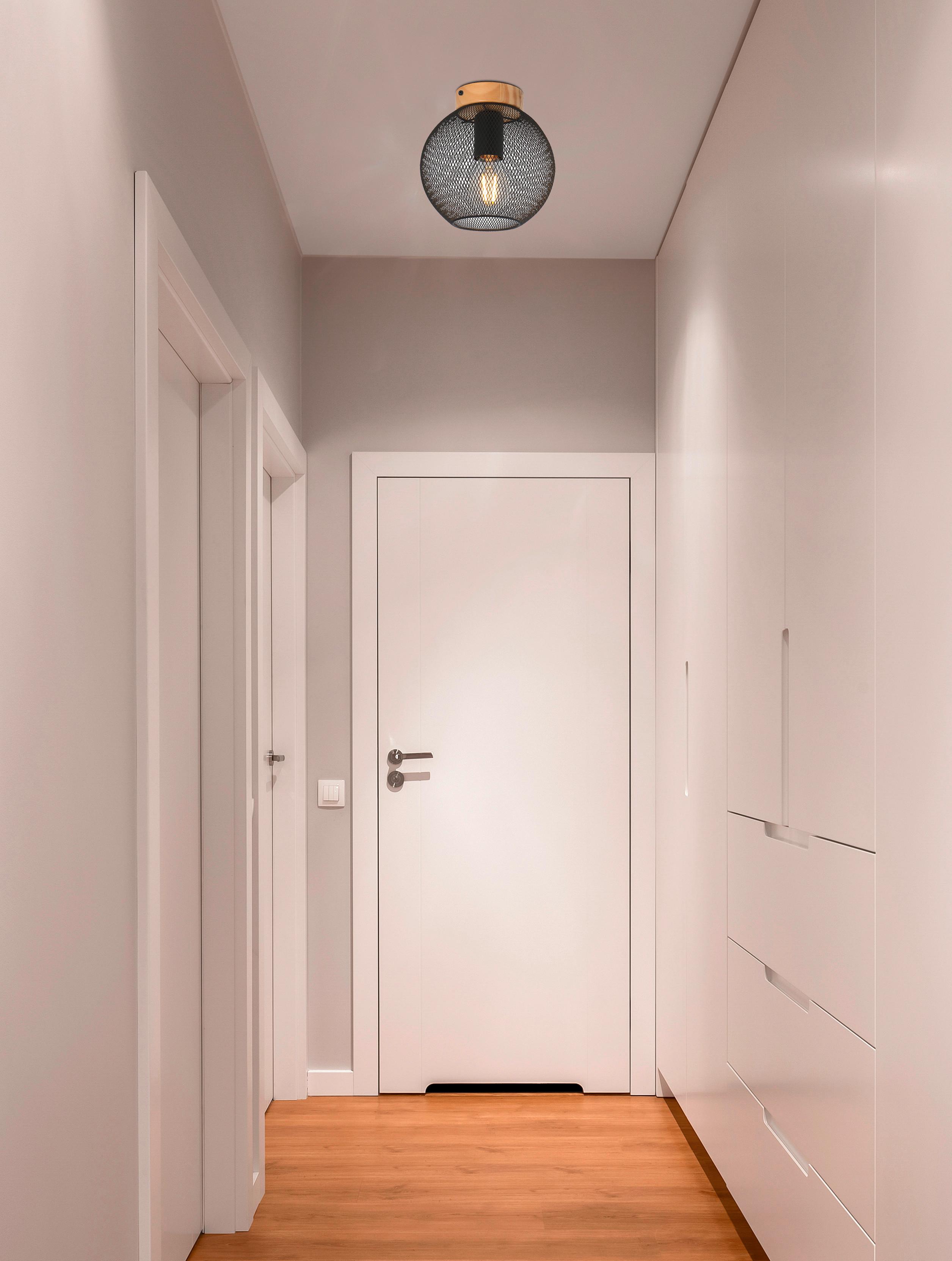 LAMPA SUFITOWA PABLO - czarny/brązowy, Modern, metal/drewno (20/20cm)