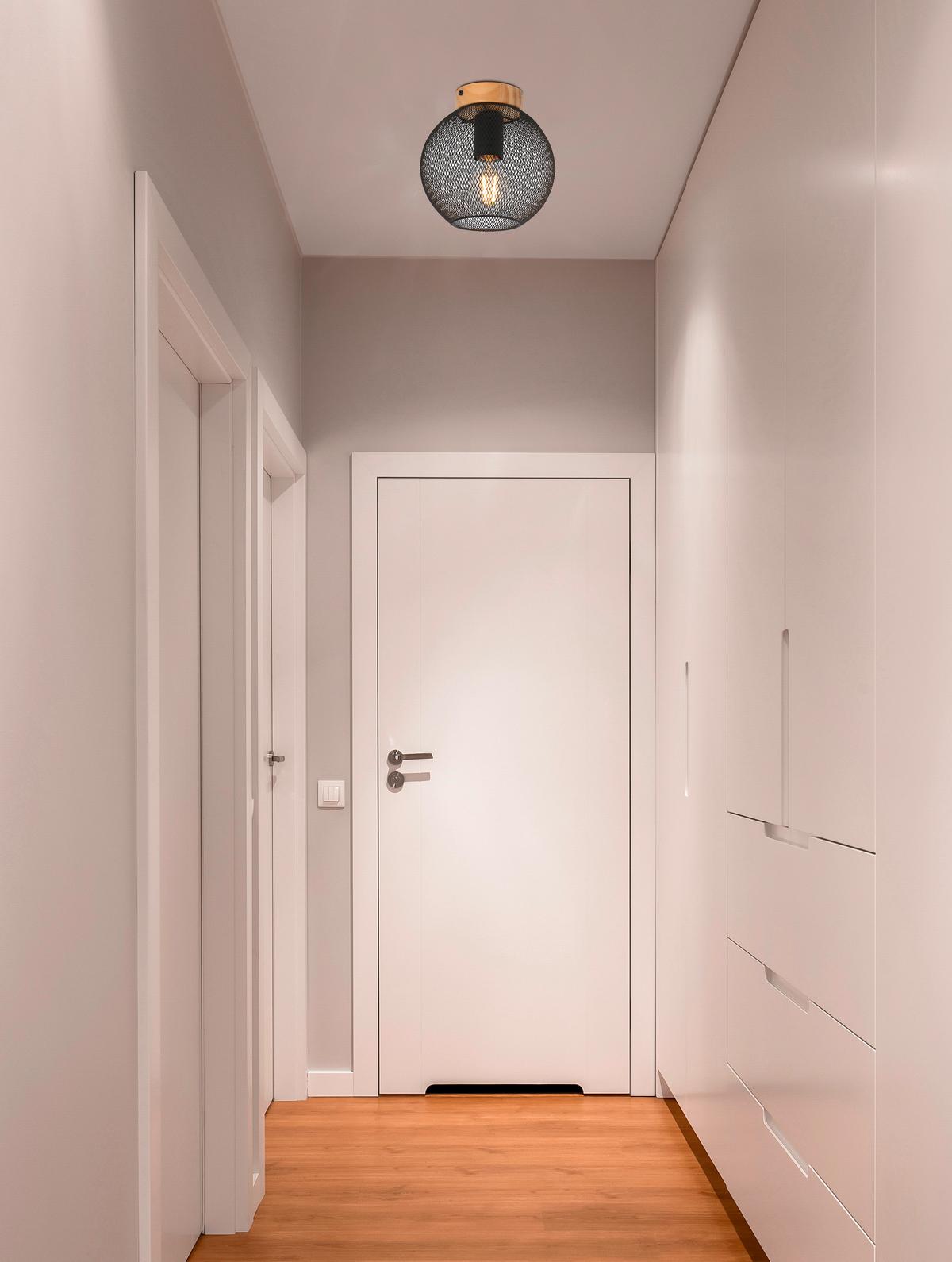 LAMPA SUFITOWA PABLO - czarny/brązowy, Modern, metal/drewno (20/20cm)