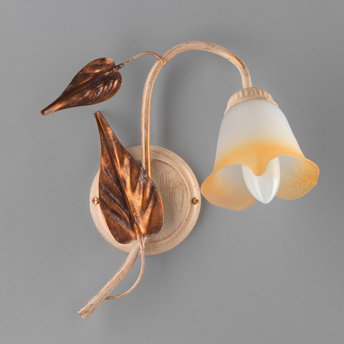 Wandleuchte Vanda Weiß/Beige max. 6 Watt - Beige/Weiß, Natur, Glas/Metall (30/30/35cm)