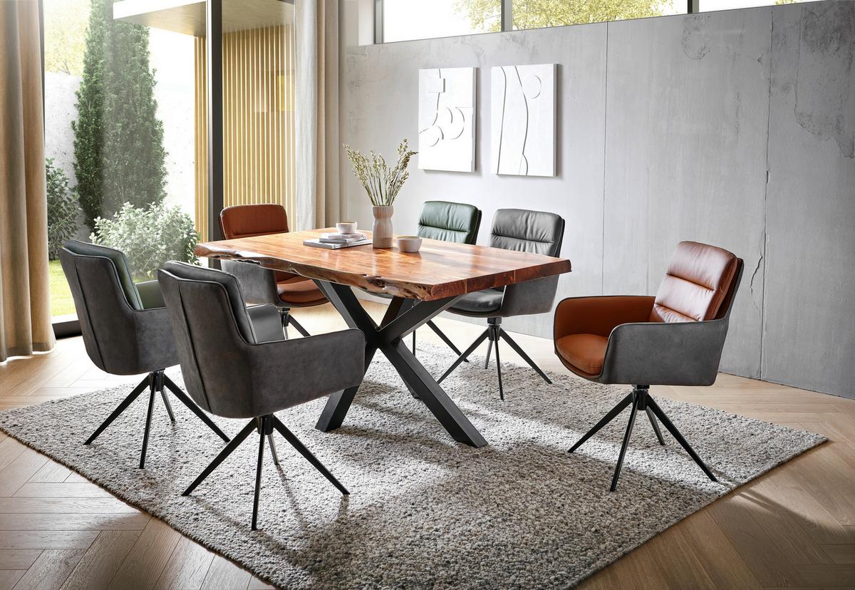 KRZESŁO Z PODŁOKIETNIKAMI MITO - antracytowy/czarny, Design, skóra/metal (58/89/67cm) - Xora