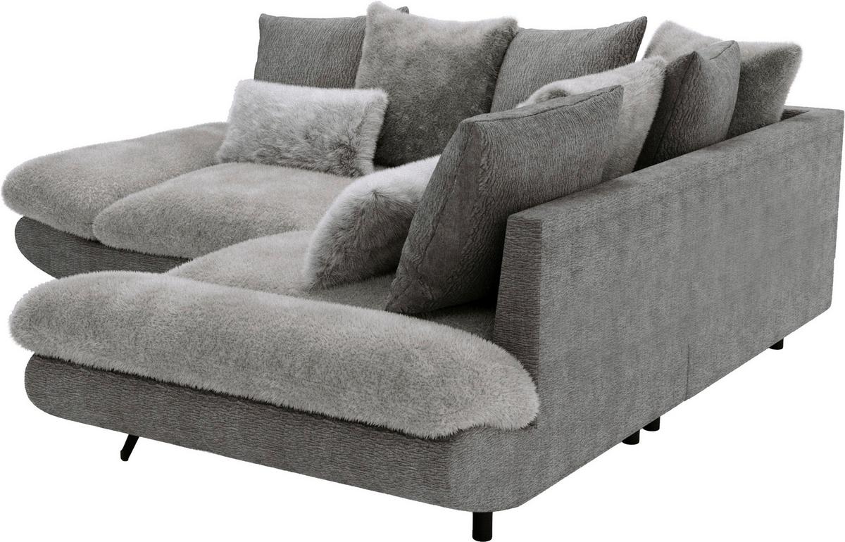 Wohnlandschaft Bormio - Schwarz/Grau, Modern, Textil/Metall (276/276cm) - Premium Living