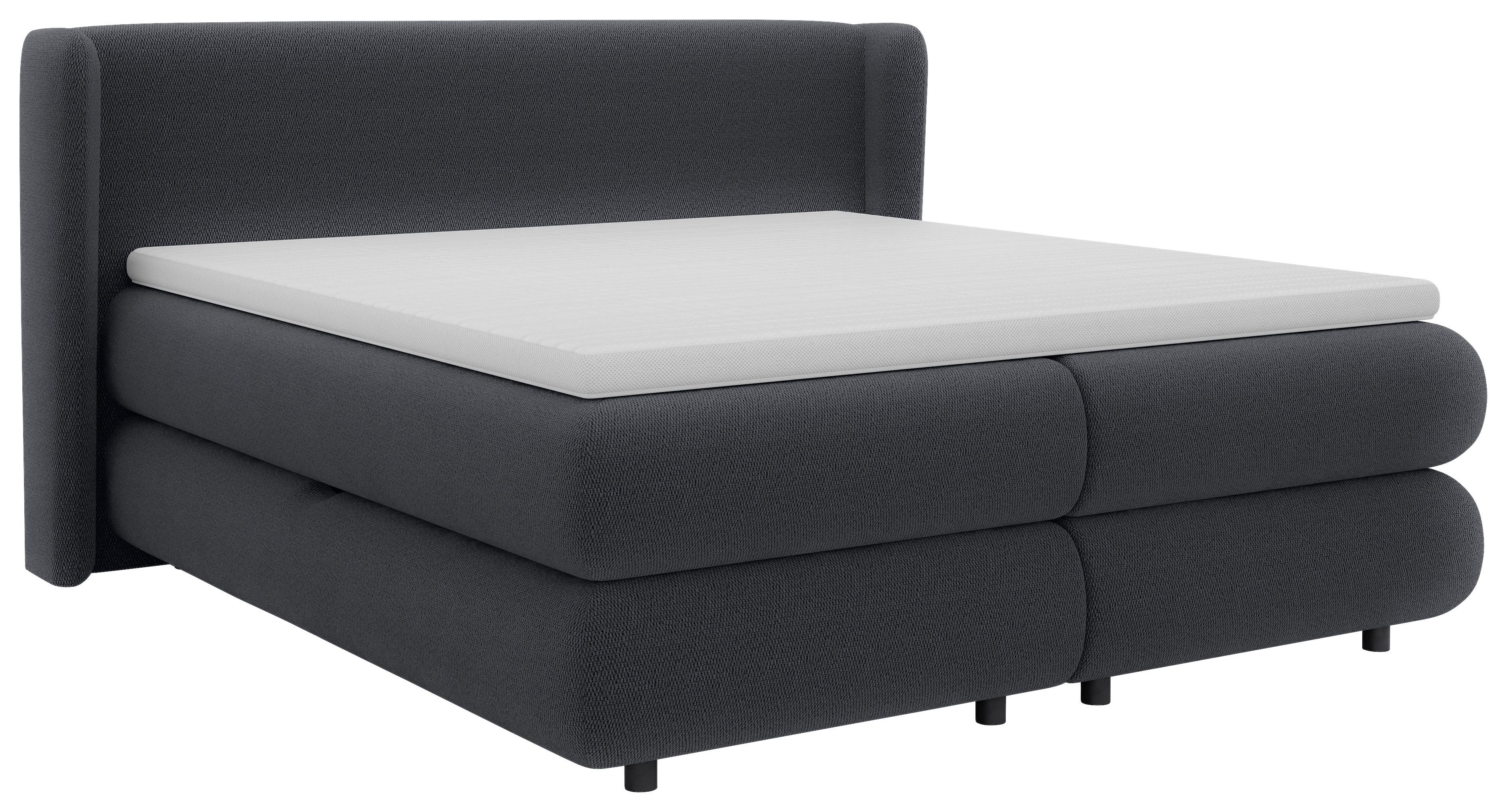 Boxspring Krevet Elodie - crna/antracit, Konvencionalno, tekstil/plastika (180/200cm) - Premium Living