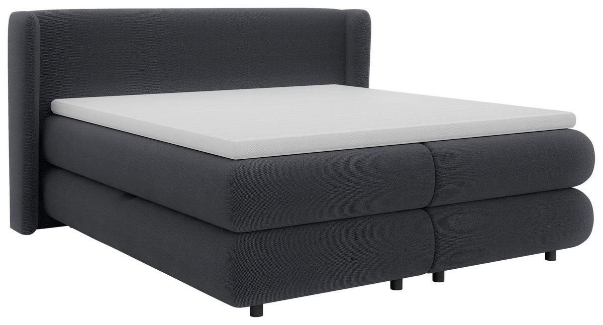 Boxspring Krevet Elodie - crna/antracit, Konvencionalno, tekstil/plastika (160/200cm) - Premium Living