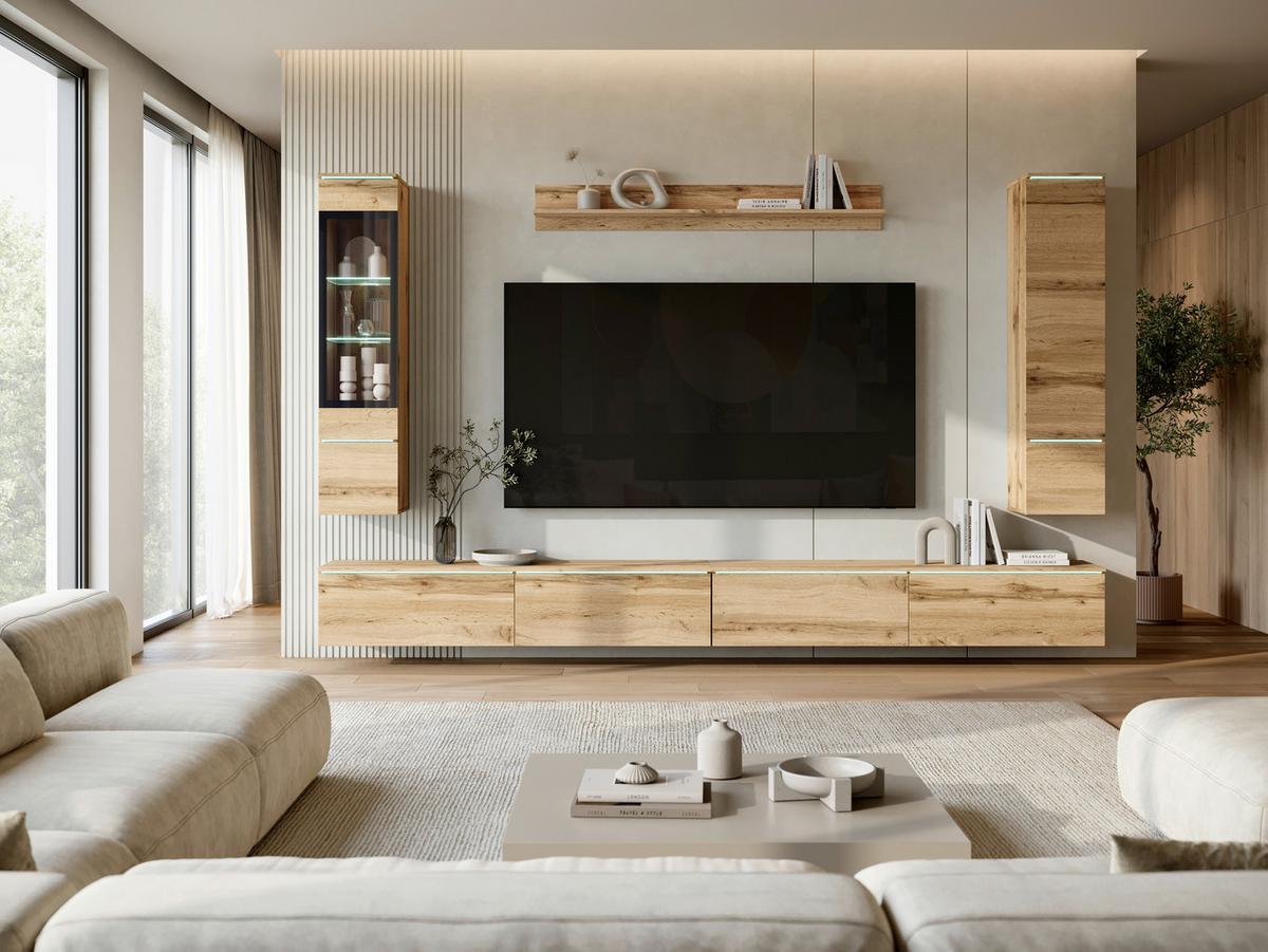 Dnevni Regal Vera Xxl, Barva Hrasta, 5-Delni - hrast wotan/siva, Basics, umetna masa/steklo (300/162/33cm) - P & B