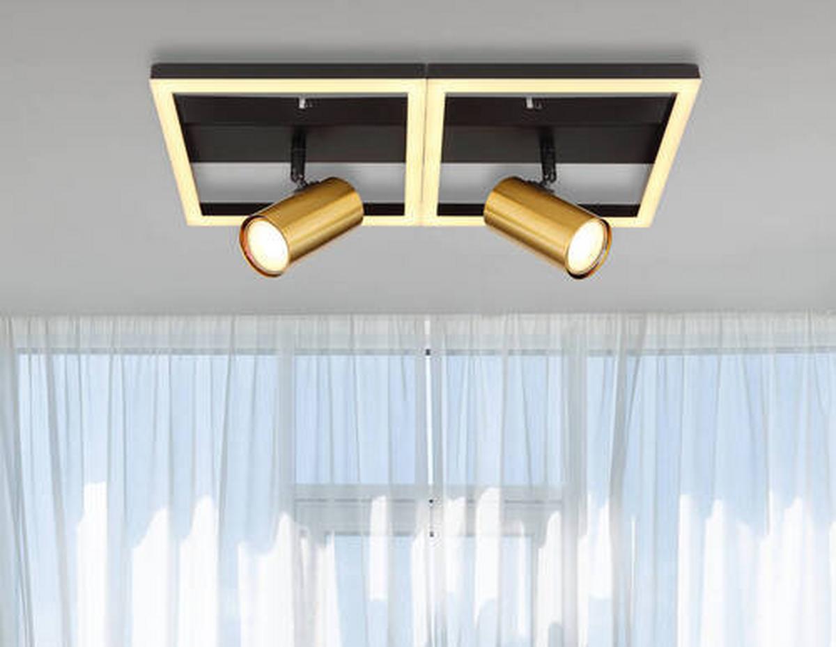 LED-Wandleuchte Marrie Schwarz/Messing max. 22 Watt - Messingfarben/Opal, Design, Kunststoff/Metall (44/22/15,5cm) - Globo