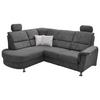 Wohnlandschaft Parole Anthrazit Mikrofaser - Chromfarben/Anthrazit, KONVENTIONELL, Textil/Metall (231/45/55cm) - Livetastic