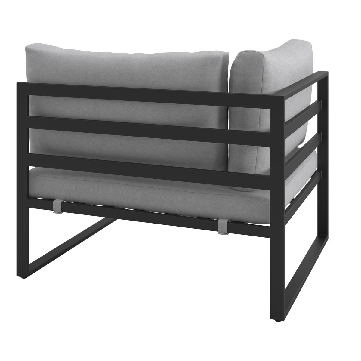 Loungegarnitur Valentina Hellgrau Metall/Textil/Glas - Hellgrau/Schwarz, Modern, Glas/Textil (90/65/74cm) - Bessagi Garden