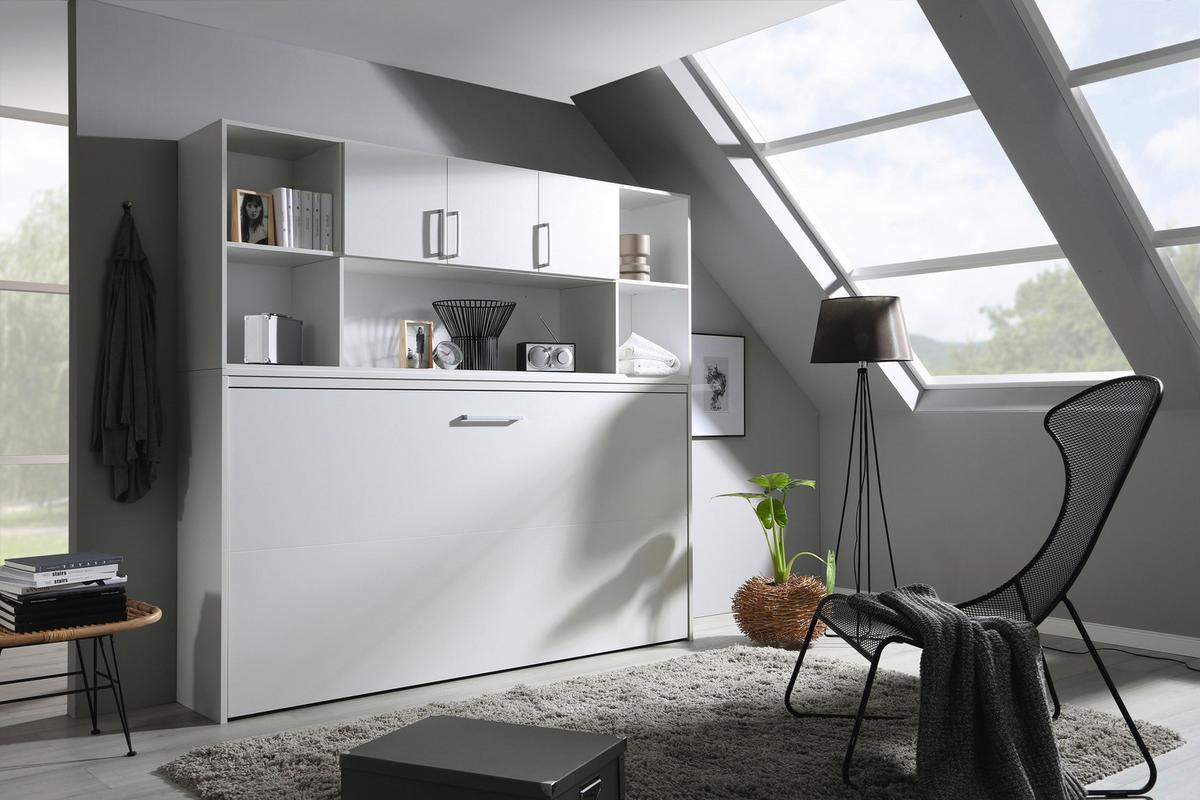 Regal Tamino, Bela - bela/barve aluminija, Konvencionalno, umetna masa/leseni material (213/82/44cm) - Xora