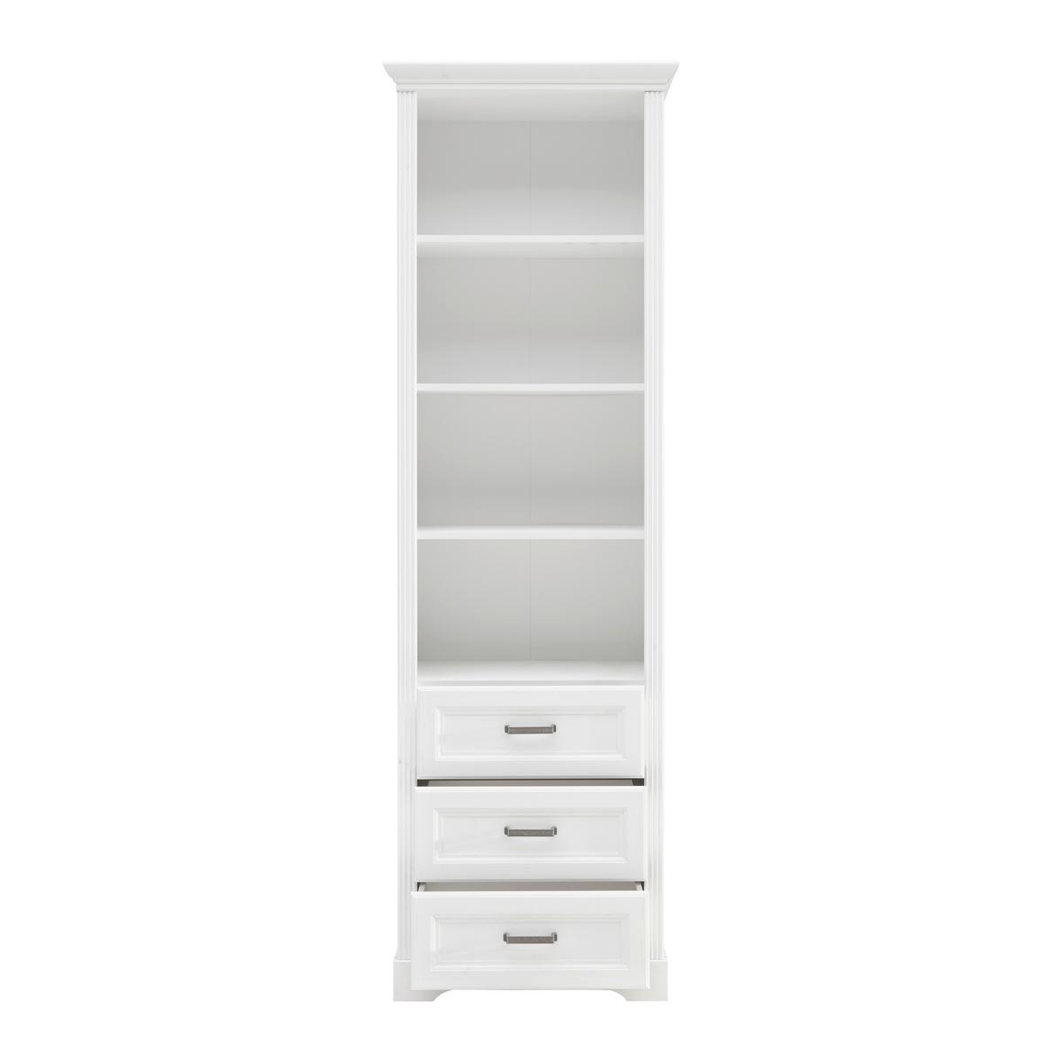 Standregal Marilou in Weiss - Weiss/Schwarz, Romantik / Landhaus, Holzwerkstoff/Kunststoff (64/206/42cm) - Zandiara