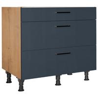 Schubkastenunterschrank Easytouch Blau - Blau/Eichefarben, MODERN, Holzwerkstoff/Metall (90/87/56cm) - Nobilia