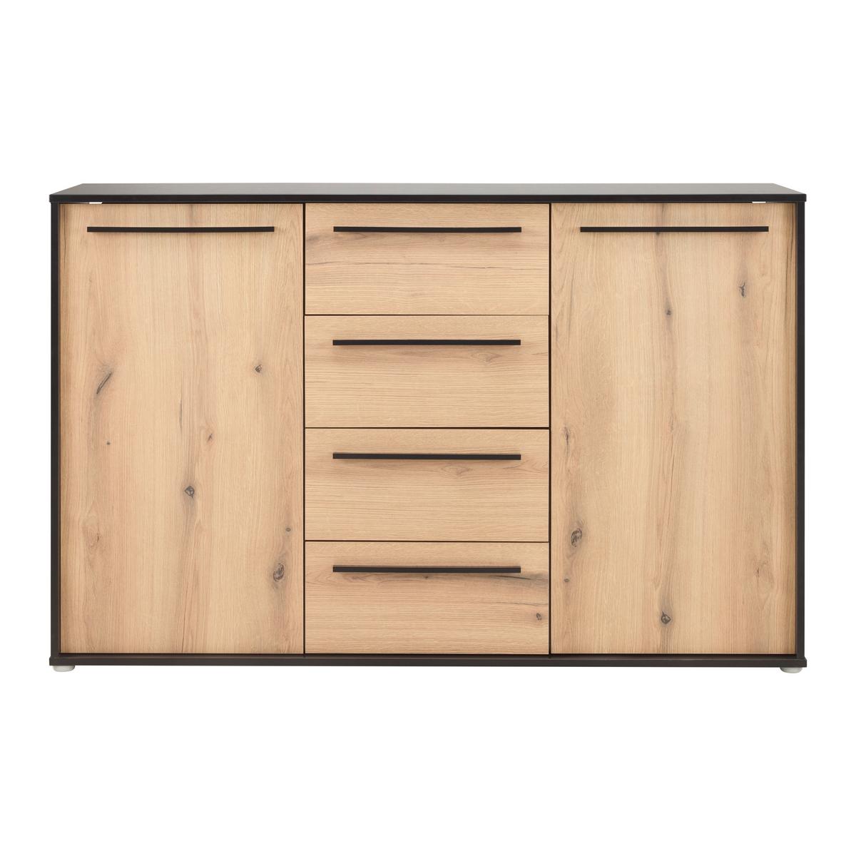 Sideboard Adriano Schwarz/Eichefarben - Eichefarben/Schwarz, MODERN, Holzwerkstoff/Kunststoff (149,5/94,8/41,2cm) - Mömax