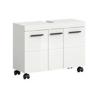 Waschbeckenunterschrank NOVA Weiß Hochglanz - Weiß Hochglanz/Schwarz, Trend, Holzwerkstoff/Kunststoff (80/58/30cm) - MID.YOU