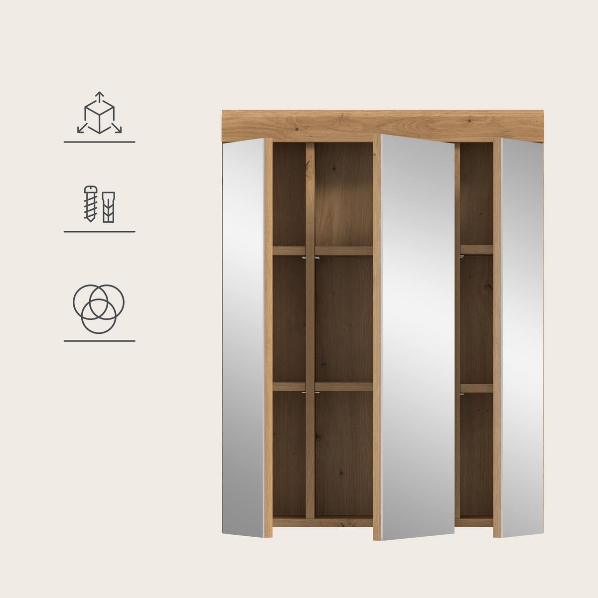 Spiegelschrank Scout Eiche Artisan - Eiche Artisan, Trend, Glas/Holzwerkstoff (60/79/18cm) - MID.YOU
