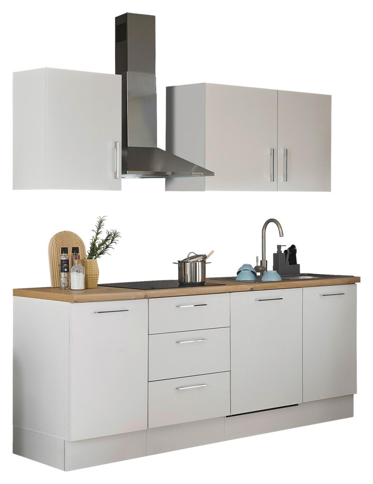 Blok Kuhinja Turin - bijela/hrast Artisan, Trend, drvni materijal/metal (220cm)
