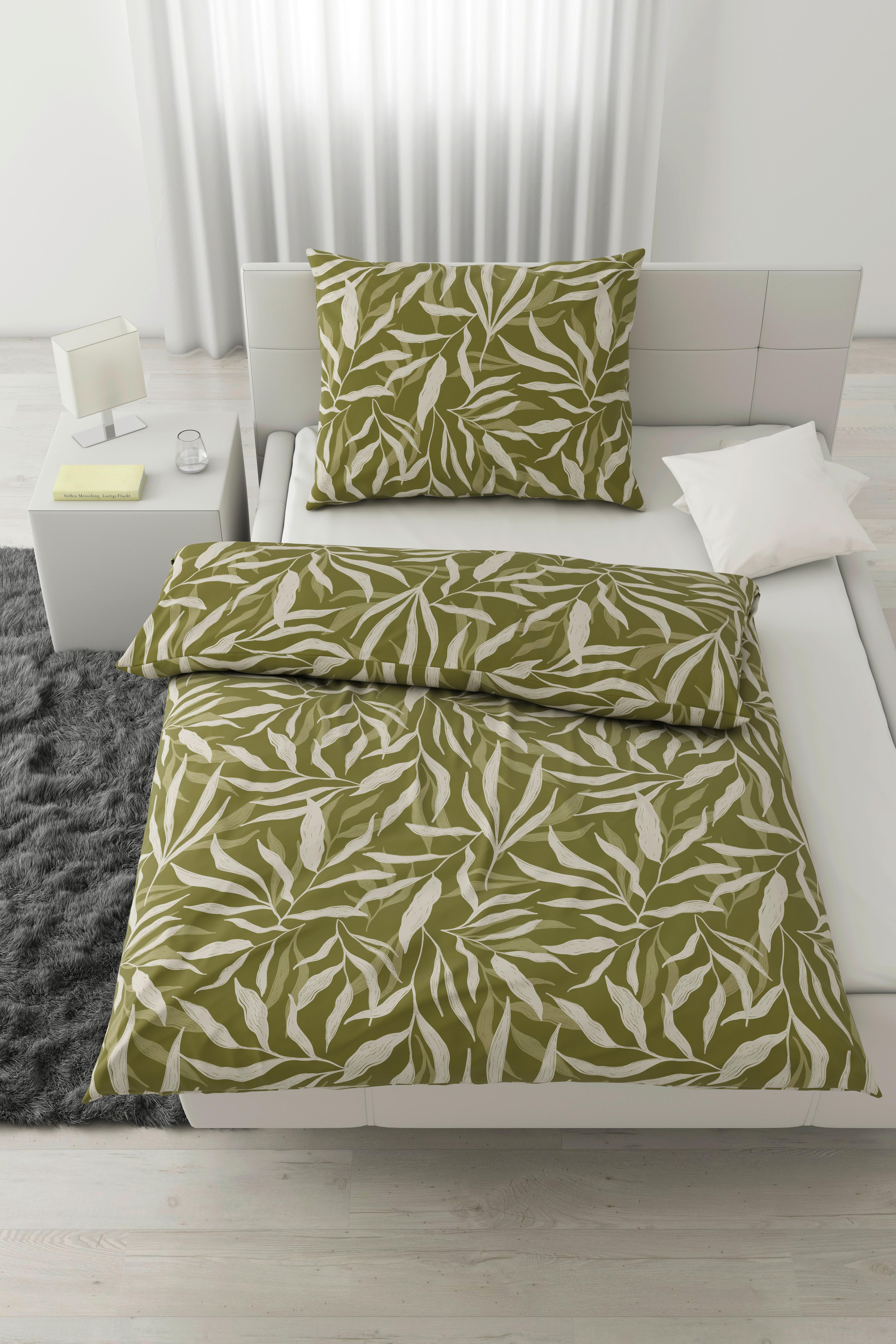 Ágyneműhuzat-garnitúra Leaves - fehér/zöld, Modern, textil (140/200cm) - Modern Living