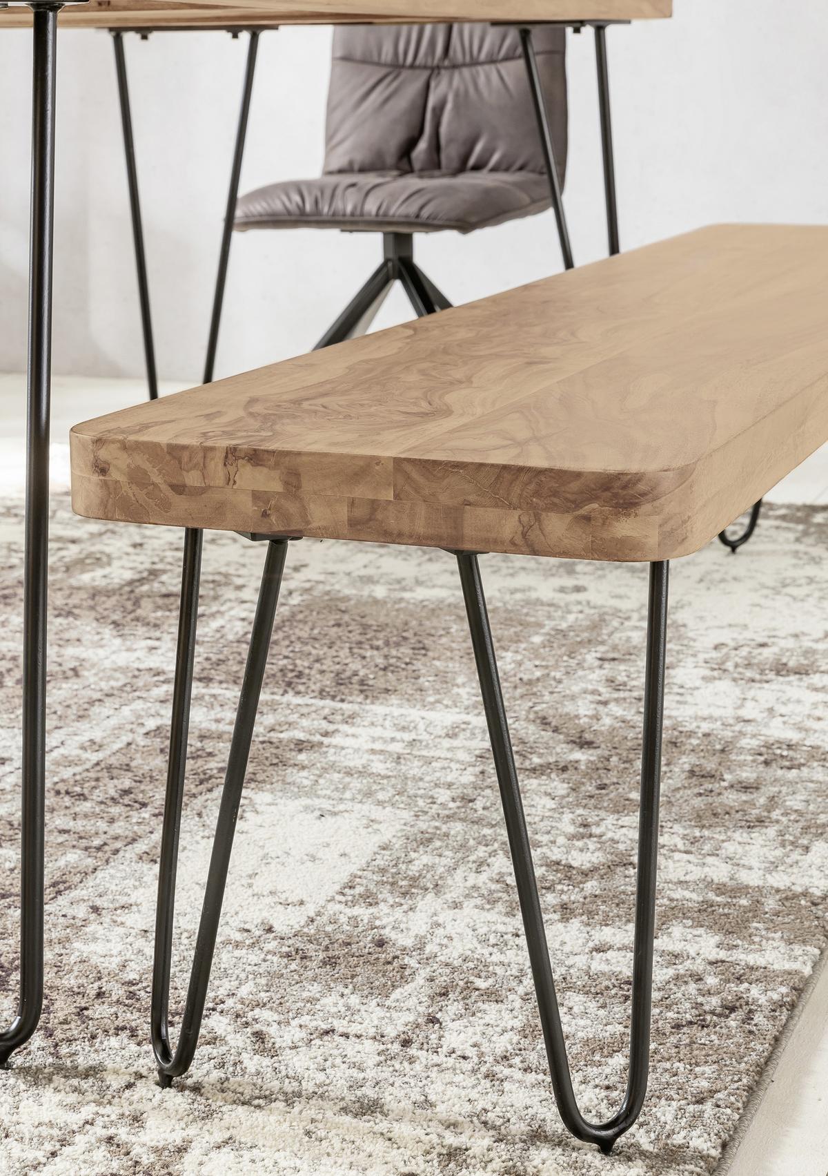 Sitzbank "Bagli", aus Akazie - Schwarz/Akaziefarben, MODERN, Holz/Metall (120/45/40cm) - MID.YOU