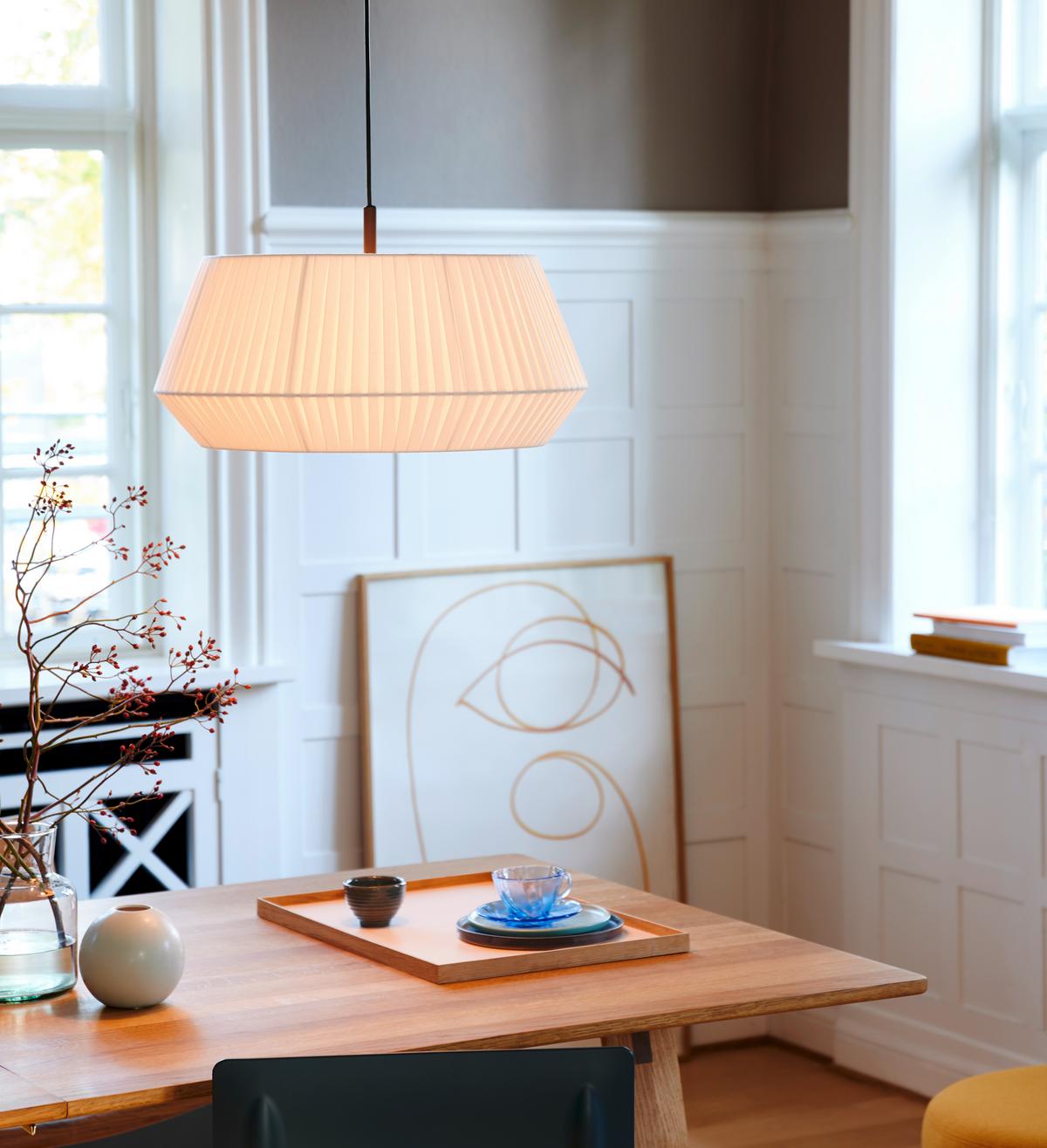 LAMPA WISZĄCA 2112373001 DICTE PELA 53 WEISS - biały, Design, tkanina (53/29cm) - Nordlux