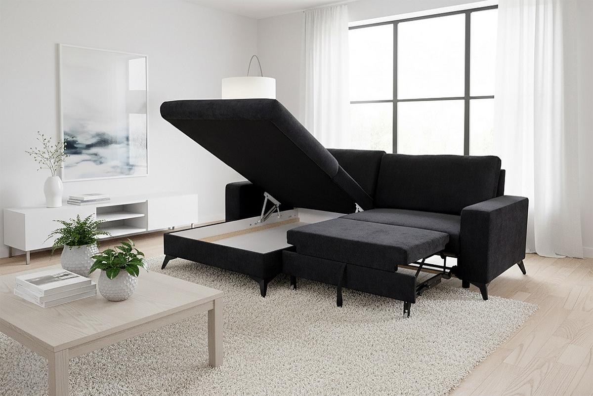 Sarokkanapé Sunny - fekete, Modern, textil (244/87/177cm) - Mömax