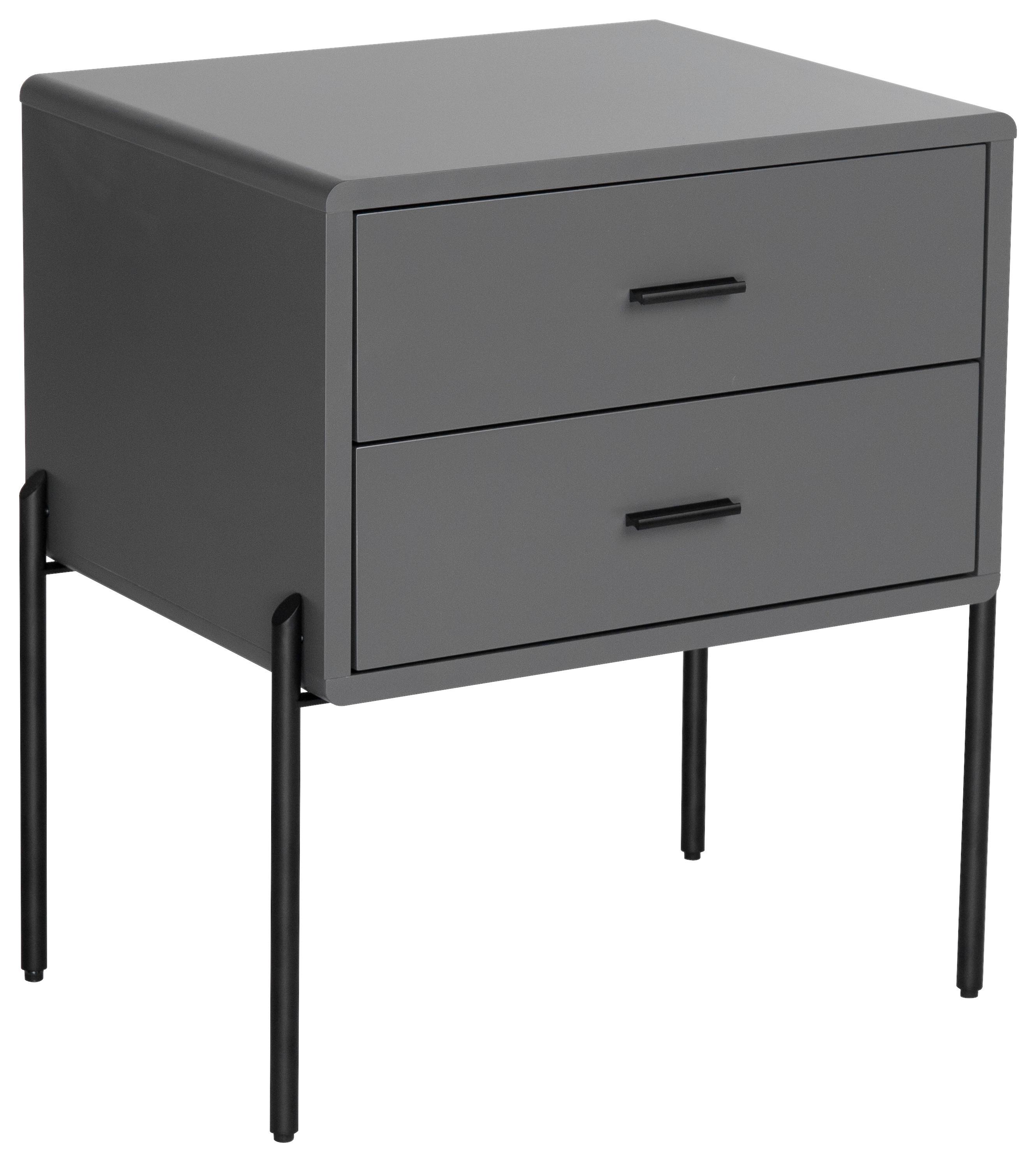 Nachttisch Pelotas Grau - Schwarz/Grau, MODERN, Holzwerkstoff/Metall (50/60/40cm) - Premium Living