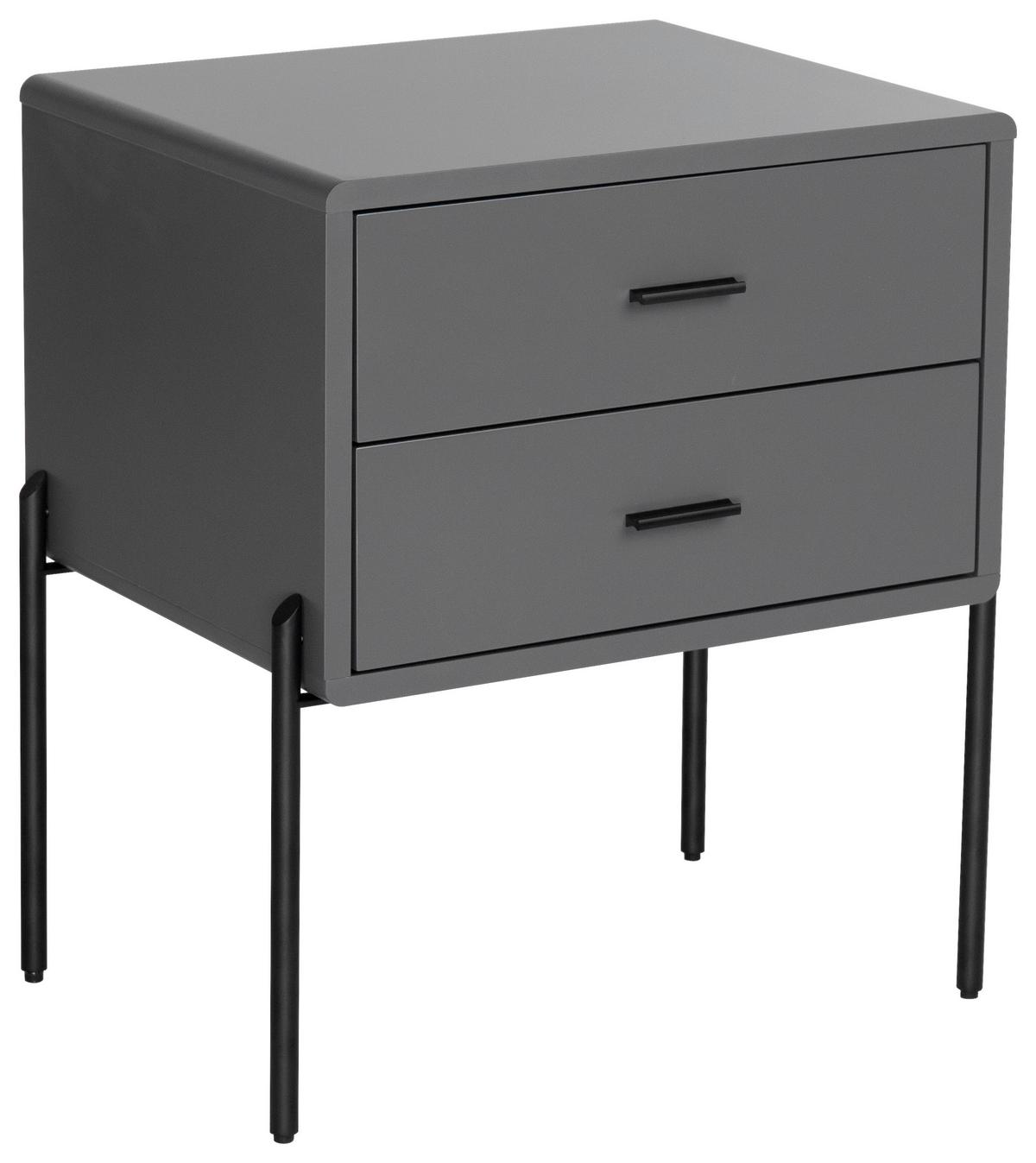 Nočna Omarica Pelotas - črna/siva, Moderno, kovina/leseni material (50/60/40cm) - Premium Living