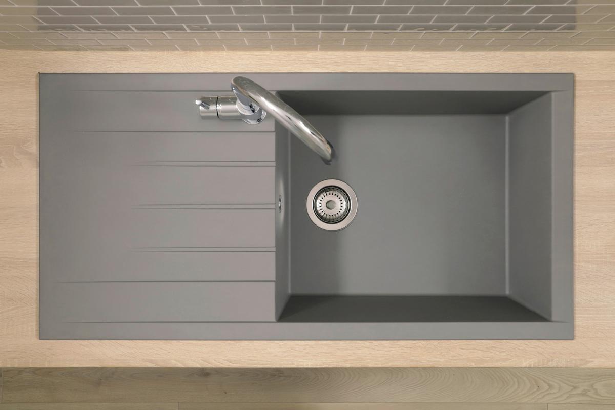 Spüle Respekta Houston 100x21x50cm Grau - Grau, Trend, Glas/Kunststoff (100/21/50cm) - Respekta