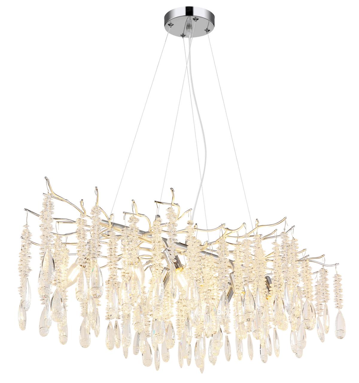 Viseća Svjetiljka Kinga - srebrne boje/prozirno, Design, staklo/metal (100/60/120cm) - Globo